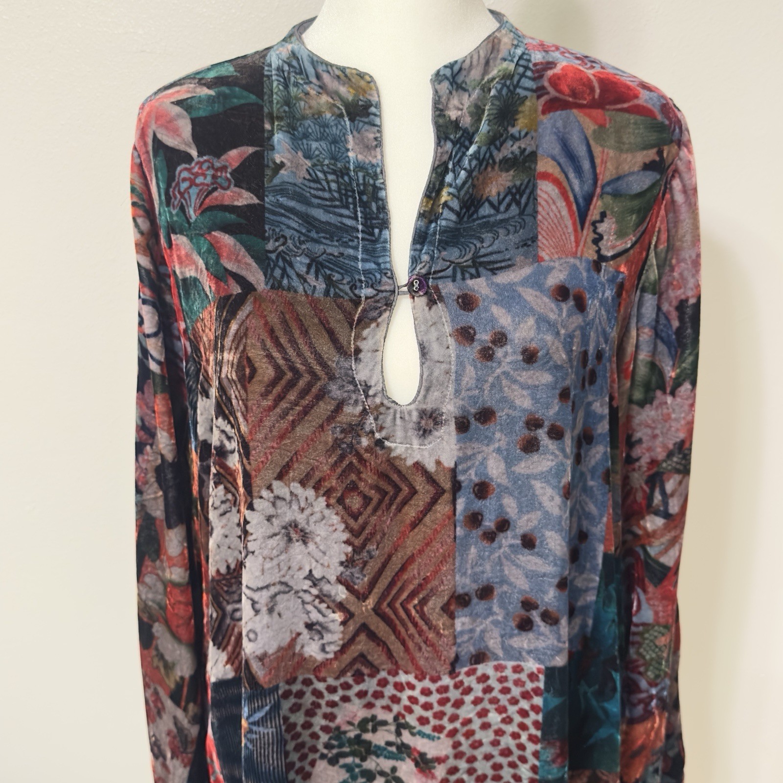JOHNNY WAS Velvet Grace Patchwork Boho Blouse Tun… - image 8