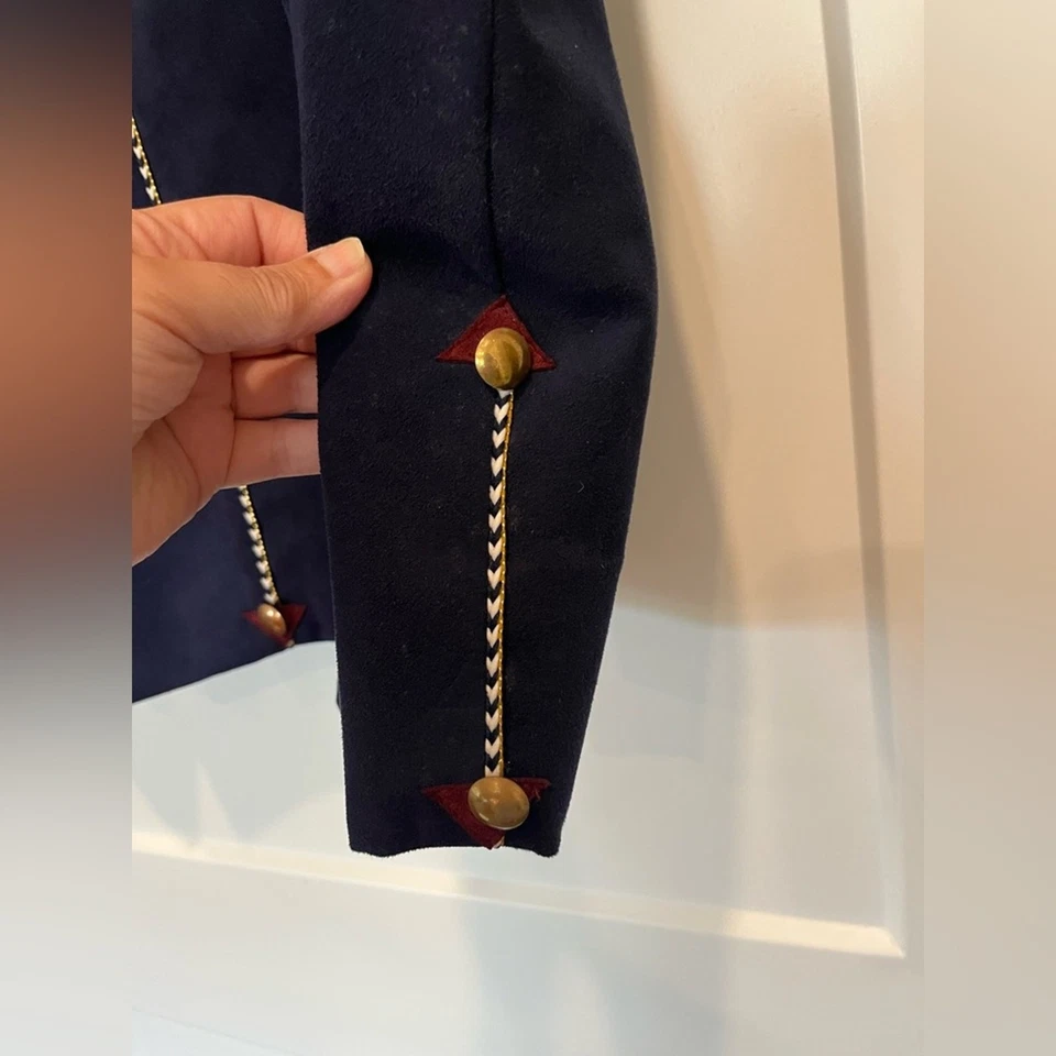 Nudie style western rodeo cowgirl embellished navy suede crop jacket - Image 3 of 4