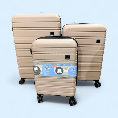 Olympus Beige Hardcase Spinner Luggage Set of 3 Suitcases with Wheels Unisex