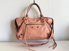 Balenciaga City 2way Handbag Shoulder Bag Pink Leather Auth 115748