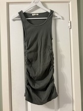 Stradivarius Khaki Green Bodycon Ruched Mini Dress - Large