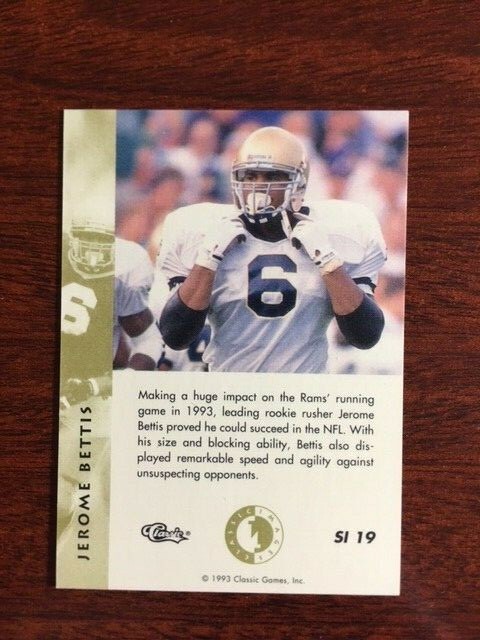 1993 Classic #SI 19 Jerome Bettis | eBay