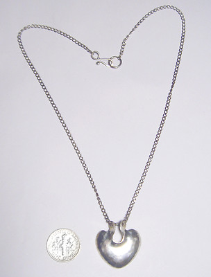 ARTS & CRAFTS Sterling HAND HAMMERED Handwrought SPADE PENDANT/Necklace SIGNED