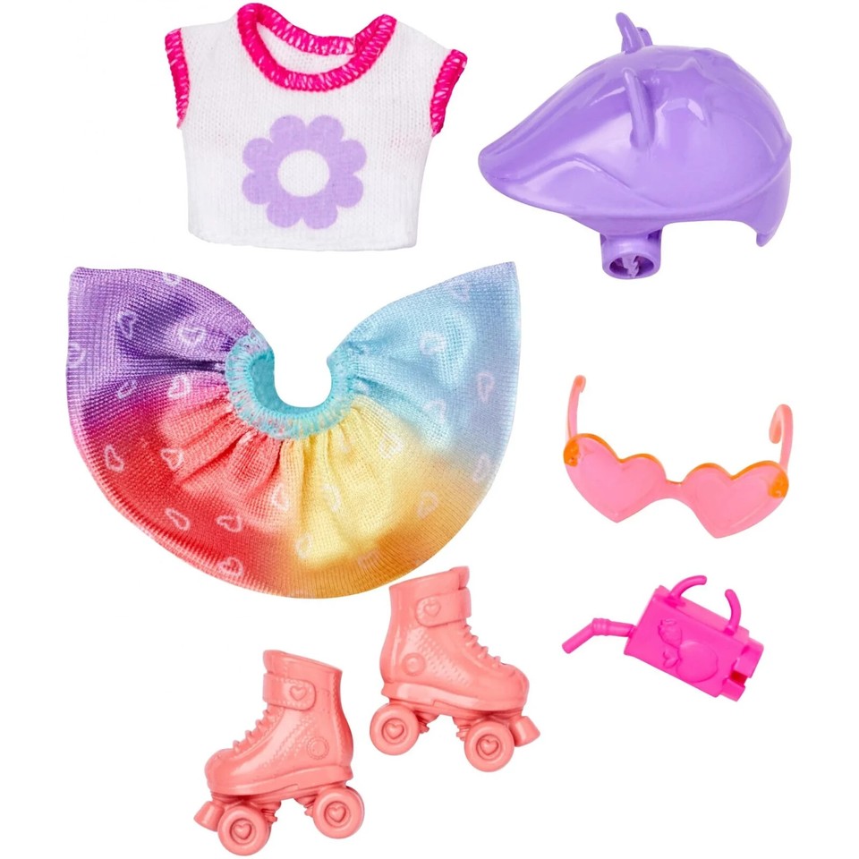 Barbie Rollerskating Set | per Chelsea Mattel FXN69 | Abiti Bambola Moda