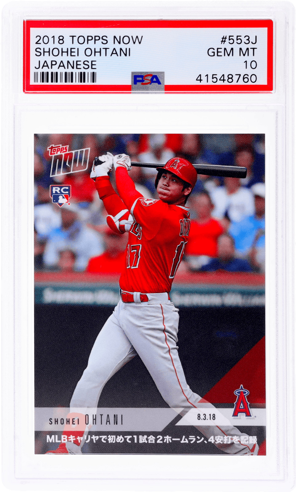 2018 Topps Now Shohei Ohtani Japanese #553J /1750 PSA 10 Rookie RC