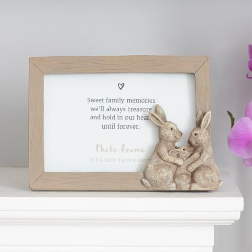 6X4" FLUFFLE FAMILY BUNNY RABBIT PHOTO FRAME - Picture 1 of 2