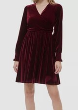 Tommy Hilfiger Women's Red Long-Sleeve Stretch Velvet Dress Size 10