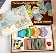 National Geographic Global Pursuit Board Game VTG 1987 Geography Map