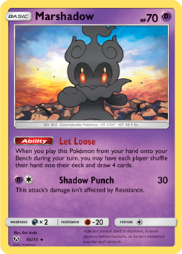 1x Marshadow 45/73 HOLO RARE Shining Legends Pokemon TCG Card NM