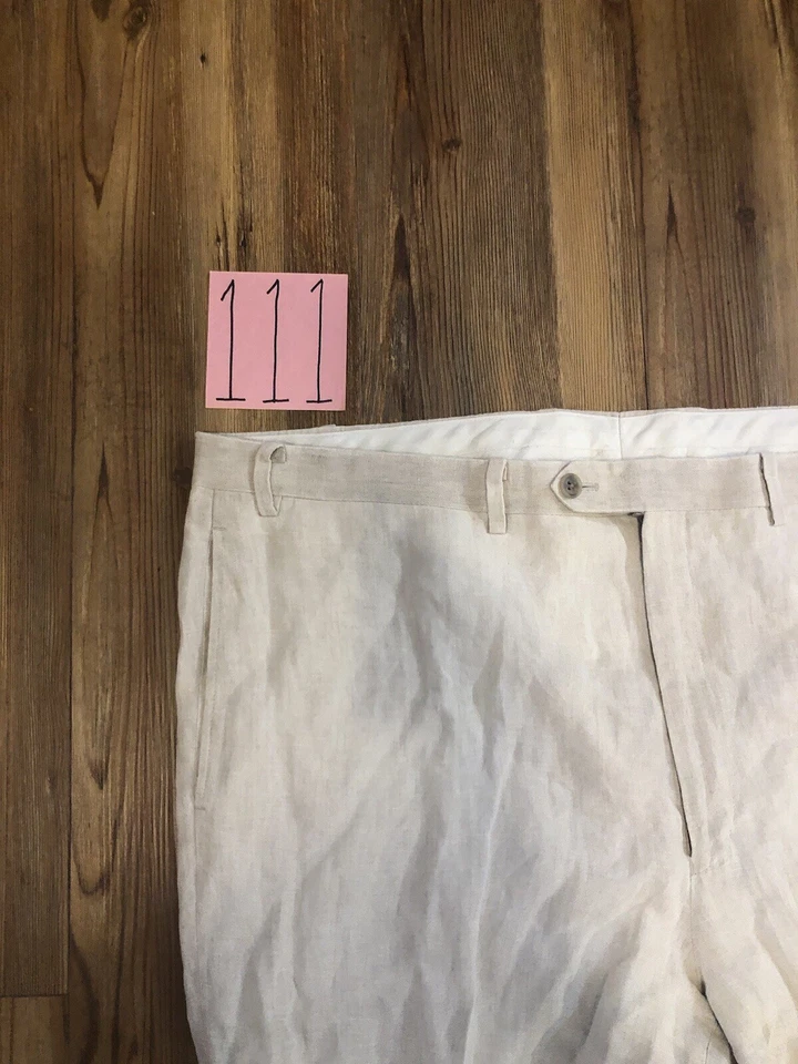 Pantalones chinos rectos informales Calvin Klein DISTRESS chinos 100 % lino grandes para hombre ver foto Foto 2 de 4