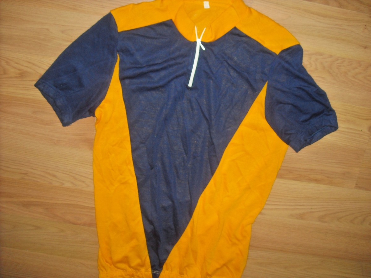 VTG 80S MENS XL BLUE AND YELLOW CYCLING RACING JERSEY SHIRT | eBay