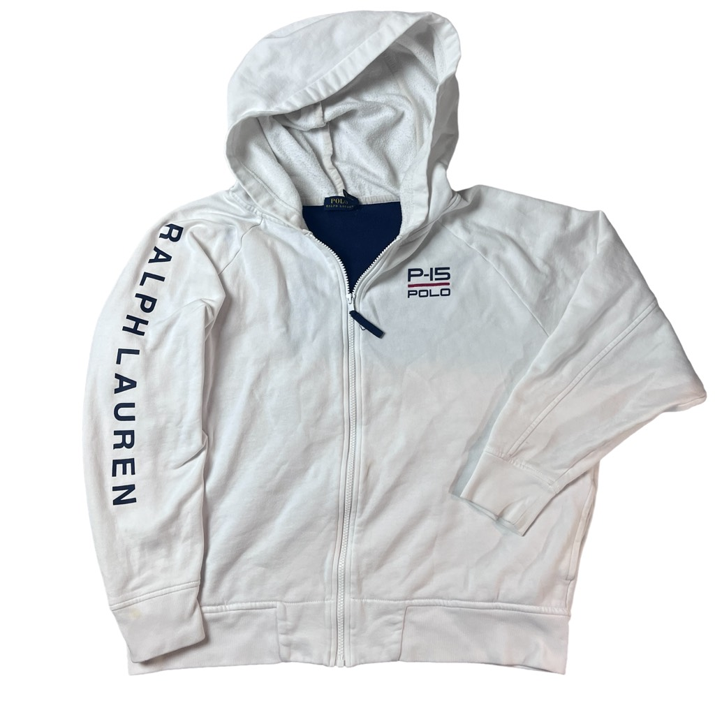 Polo Ralph Lauren Mens P-15 Sailing Full Zip Hoodie White Pockets