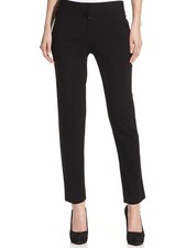 Vince Camuto Women Ponte Stretch Mid Rise Straight Leg Casual Trouser Pants Blk