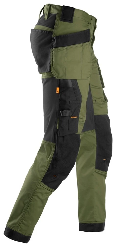 SNICKERS 6241 STRETCH WORK TROUSERS ALLROUNDWORK HOLSTER POCKETS KHAKI GREEN - Image 4 of 4