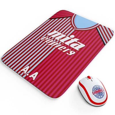 THEFANATICS Personalised Aston Villa Mouse Mat Football Retro Shirt Mouse Pad Dad Gift VS04