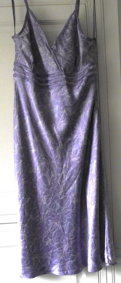 Vestido George Collection Edición Limitada Lila Púrpura Seda Floral Tirantes Reino Unido 18 NUEVO Foto 2 de 4