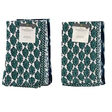 NWT Threshold Blue Green Printed Cloth Napkins 100% Cotton 20"x20” 8 Total