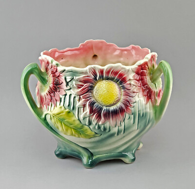 9345002-d Großer Majolika Cachepot Frankreich Keramik Übertopf 1900 Jugendstil