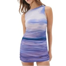 Urban Outfitters Large Ruched Watercolor Mesh Stretch Bodycon Dress NEW NWT UO