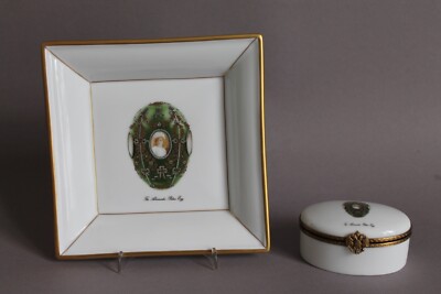 Fabergé Limoges Alexander Palace Egg Schmuckdose Schale Set Porzellan
