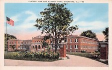 Rockford Illinois Eastern Star Masonic Home Lodge 166 Freemason Vtg Postcard B41