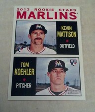 KEVIN MATTISON & TOM KOEHLER 2013 TOPPS HERITAGE RC ROOKIE CARD # 337 A1550. rookie card picture
