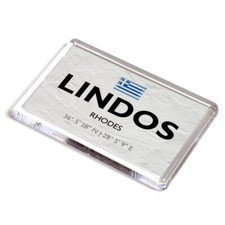 FRIDGE MAGNET - Lindos - Rhodes - Greece - Lat/Long