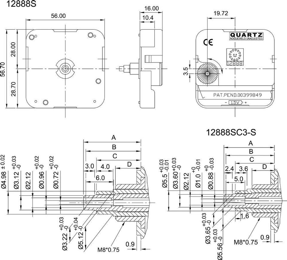 Movimiento Reloj Cuarzo Young Town 12888 Original Youngtown 12888 Modelos Foto 2 de 3