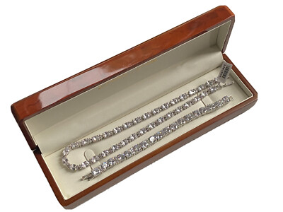 White gold finish created diamonds necklace bracelet set Dubaigems Gift Boxed