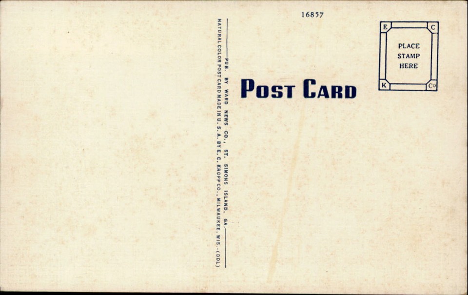 Brunswick Post Office tower American flag unused vintage linen