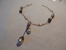 VTG 1900S ERA VICTORIAN CHOKER NECKLACE PEARLS  BRASS CHAIN  AS IS NO CLASP