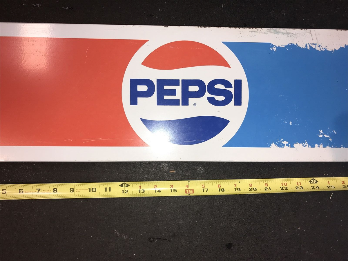 Vintage Pepsi-Cola (Pepsi) Metal Sign, 31” x 10”, Pepsi Store