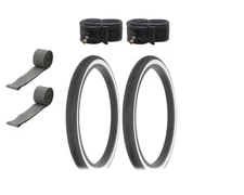 ALTALINE Bicycle 20"x 1-3/4" Black/White FIT S7 Wheel (2) TIRES,TUBES,&RIMSTRIPS