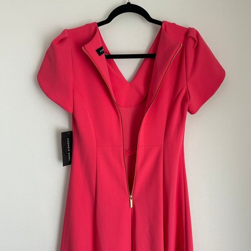 NWT Andrew Marc Tulip Short Sleeve Fit & Flare Midi Dress Rosebud Pink Size 4 - Picture 4 of 9