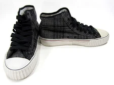 PF Flyers Shoes Center Reissue Hi Grey/Plaid Sneakers Men 7 Womens 8.5