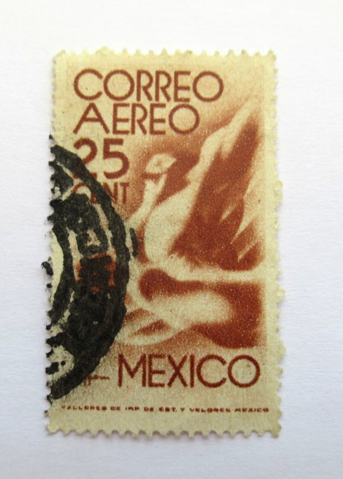 Mexico Air Mail Stamps Sc C141 Flight Symbol 25 Cents 1944 Used