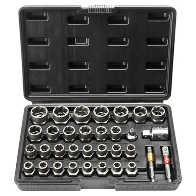 29-Piece Bolt Extractor Set Cr-Mo Steel Remover with Storage Case for Repairs