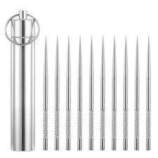 Giantree Metal Toothpicks, Portable Metal Toothpick Holder with 10 Pcs Reusab...
