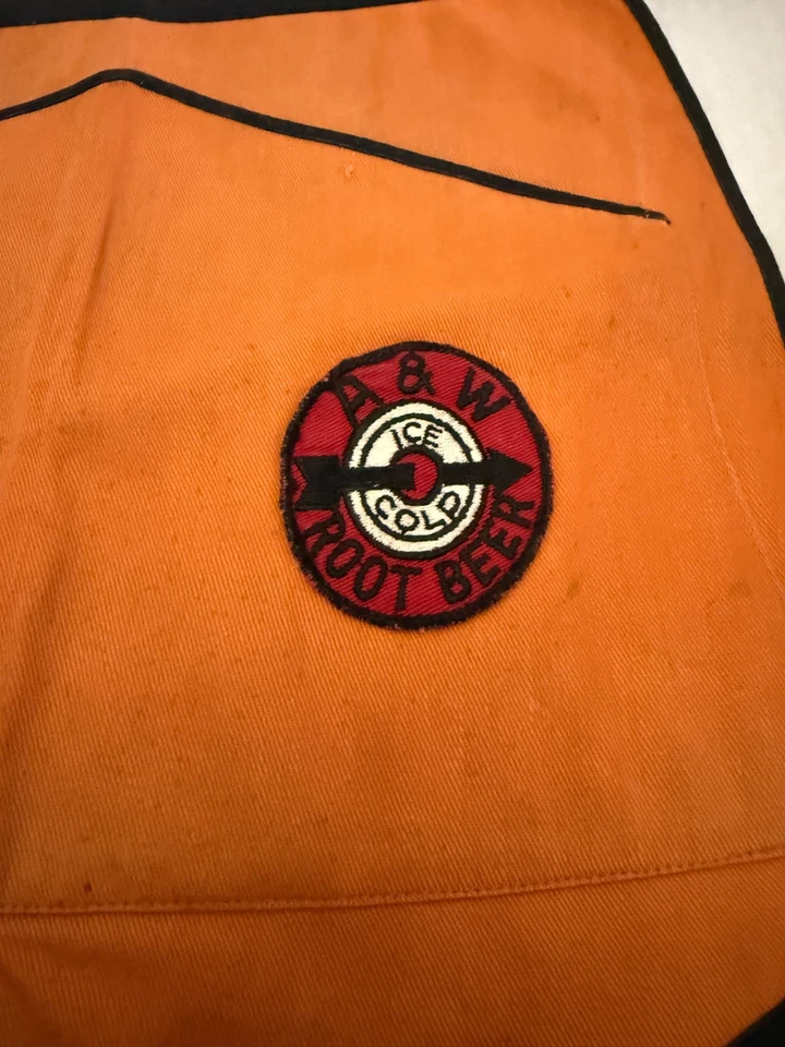 Винтажный рекламный льняной фартук 1950-е A&W Root Beer для ресторана - Изображение 2 из 3