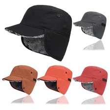 Thermal Hat Winter Hat with Ear Flaps Winter Waterproof Flat Cap for Women Men