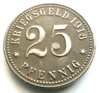 (288) RARE NOTGELD  COIN  25 PFENNIG - 1918 - CITY  OF RHEINE