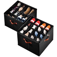 2 Pack Shoe Organizer for Closet, Fits up to 32 Pairs, Adjustable Dividers fo...