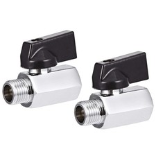 2 Pack Brass Mini Ball Valve 1/4" NPT Female x Male Thread Shut-Off Valve 1/4...