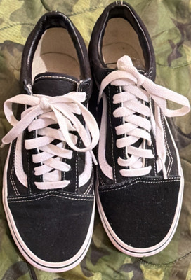 VANS Old School Low Top  Lace-Up   Sneakers Black White Casual women 7 men 5.5