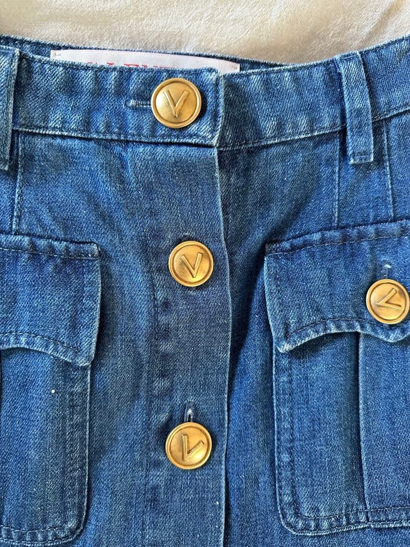 USED VALENTINO LOGO LIGHTWEIGHT DENIM SKIRT DRESS CHANEL VERYGOOD thumbnail 3