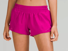 LULULEMON HOTTY HOT LINED pink SHORTS sz 4