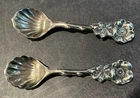 REED & BARTON STERLING SILVER WILD ROSE SALT SPOONS - Set of 2