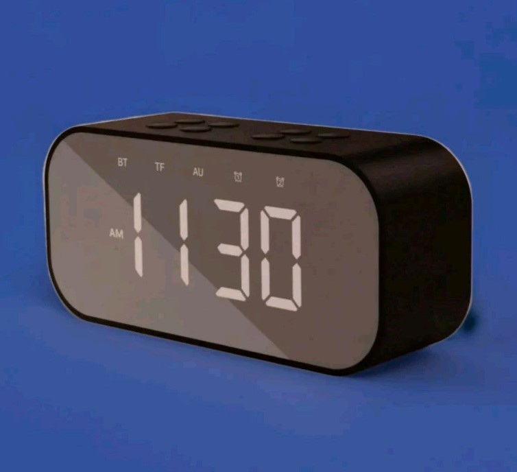 Bluetooth Alarm Clock Speaker AFK BT501 Black Silver Fast Shipping-image