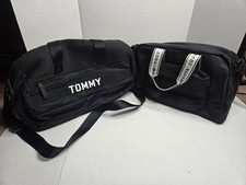 2 Tommy Hilfiger Bag Round Duffle Black Weekender Gym Tote Nylon Zipper