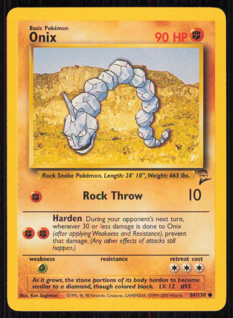 Onix 84/130 Common Base Set 2 Pokemon Lightly Played